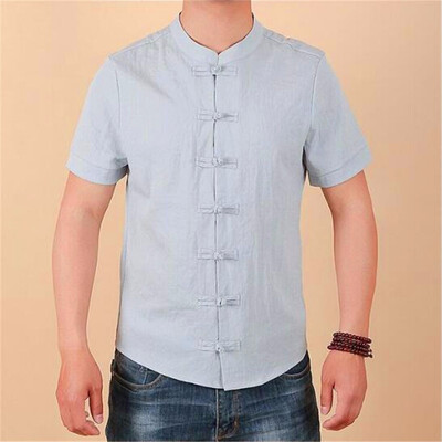 

2018 Summer New Men Shirt Fashion Chinese style Linen Slim Fit Casual Short Sleeves Shirt Camisa Social Business Dress Shirts