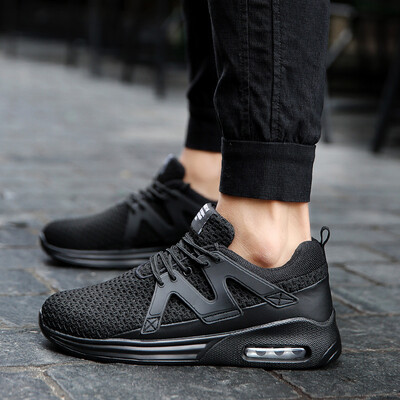 

Autumn youth running sports shoes tide Korean fashion students air cushion mens white mesh flying woven shoes