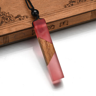 

Hot Natural wood resin Pendant Necklace for Women Men long chain woven rope chain Necklace statement Jewelry Gift