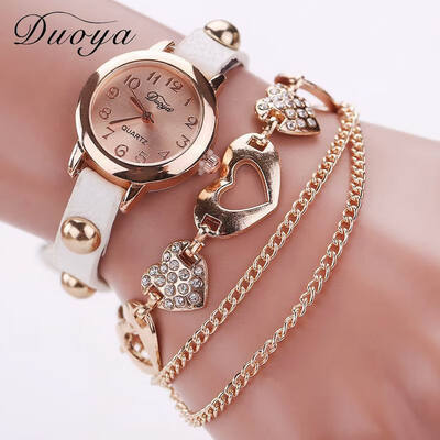 

DUOYA D020 Women Heart Analog Quartz Chain Wrist Watch