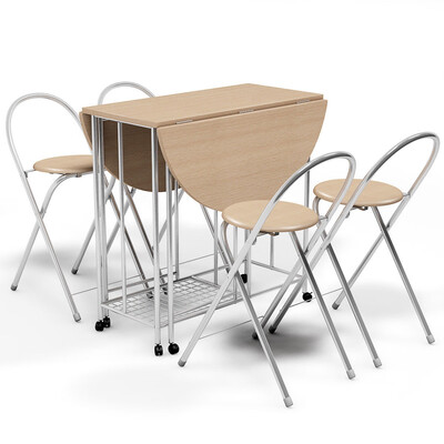 

5 pcs Foldable Dining Set 1 Table&4 Chairs