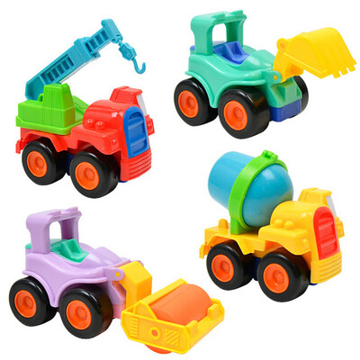 

YIWULA4PCS Children Educational Cartoon Inertia Friction Simulation Toy Car Model