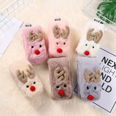 

Exquisite Life Essentials Fashion Printed Long Scarf Cozy Soft Solid Three-Dimensional Cartoon Deer Elephant Fox Plush Scarf Bib