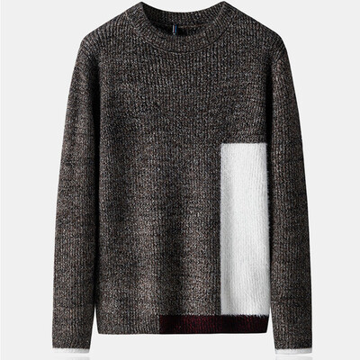 

Toponeto Mens New Fashion Autumn Winter Casual Stitching Color Sweater Thermal T-shirt