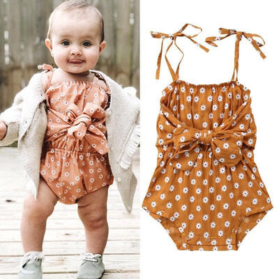 

Floral Newborn Infant Baby Girl Bowknot Romper Jumpsuit Outfit Clothes Summer