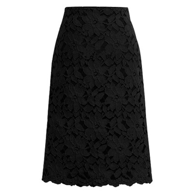 

Roseonmyhand Women Lace Skirt A-Line Hollow Out Fitness SKirt Knee Length Plus SIze Skirt
