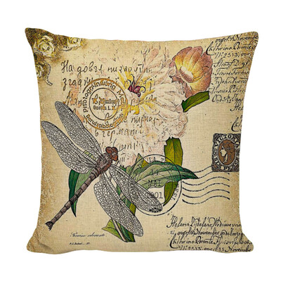

Vintage Plant Flower Bird Peacock Butterfly Pillowcase Flax Cushion Cover Throw Pillow Case Sofa Home Decor