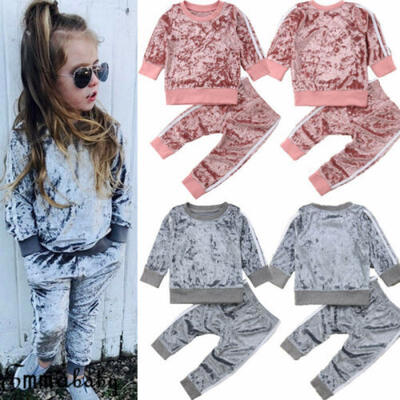 

Emmababy 2Pcs Kids Baby Boys Girls Sports Casual Velvet Autumn Suit Outfits Set