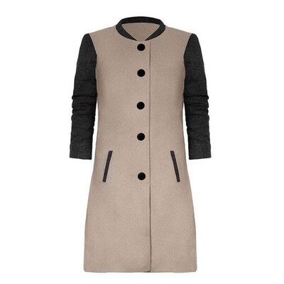 

Autumn Winter Women Slim Windbreaker Coat Single Breasted Long Trench Jacket