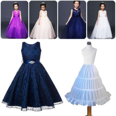 

Kids Petticoat Flower Girls Party 3-Hoop Crinoline Underskirt Dress Slips Child