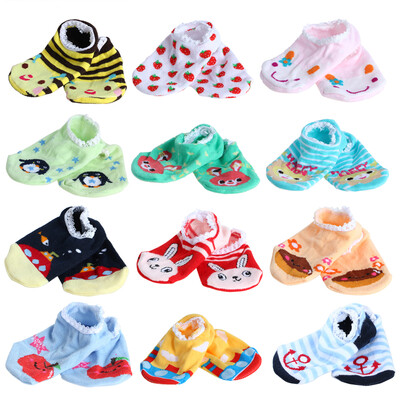 

1pair Cartoon Cute Baby Kids Non Slip Socks Infant Newborn Soft Short Socks