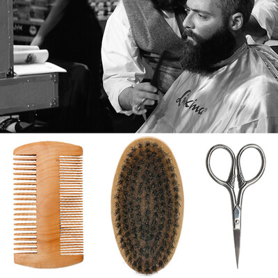 

Toponeto Beard Brush Beard Comb Kit For Men Beard Mustache Wood Beard Repair Set