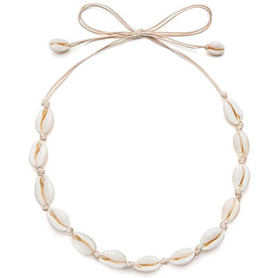 

Bohemia Handmade Natural Shell Necklace Wax Cord Women Choker Charm Jewelry