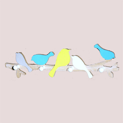 

Toponeto Wooden Bird Wall Hanger Hook Rack Clothes Hat Key Organizer Home Room Decor