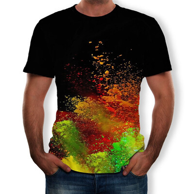 

Toponeto Men Funny 3D Color Print Round Neck Short Sleeve T Shirt Tops Daily Blouse Tee