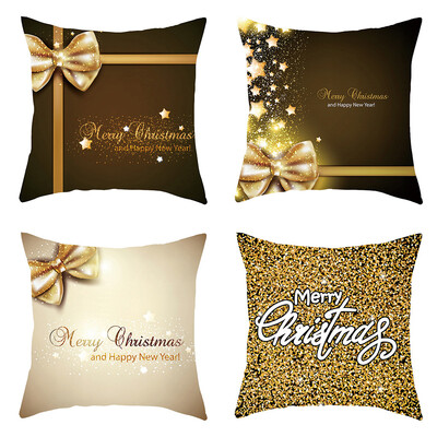 

Siaonvr 4PC Merry Christmas Short Plush Pillowcase Sofa Pad Set Home Decoration 18x18 In