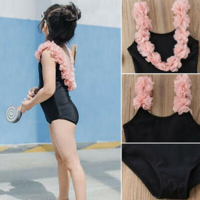 

Girls Baby Kids Flower Strap Swimwear Swimsuit Backless Swimming Costume Bikini