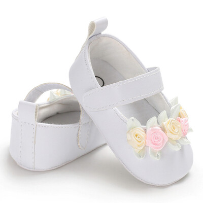 

New Soft Soled Non-slip Footwear Flower Shoes Baby Girls PU First Walkers Princess Walking Shoes