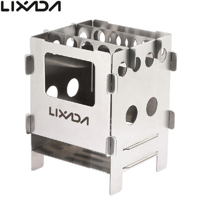 

Lixada Portable Stainless Steel Lightweight Folding Wood Stove Pocket Stove Outdoor Camping Cooking Picnic Backpacking Stove
