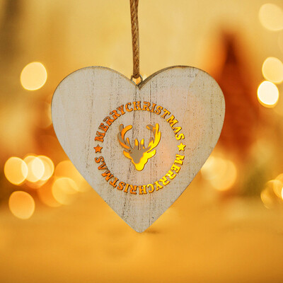 

〖Follure〗Christmas Glowing Creative Xmas Tree Hangings Wooden House Pendant Decor