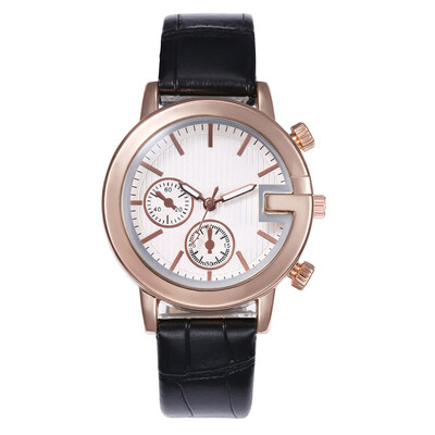 

Hot fake double-eye ladies fashion watch simple belt quartz watch female models