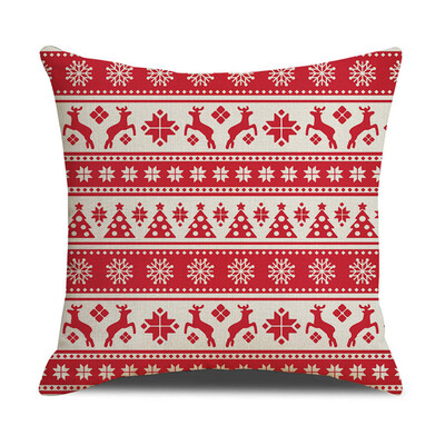 

Tailored Christmas Linen Skin Pillow Case Pillow Cushion Elk Snowflake Print 45×45CM