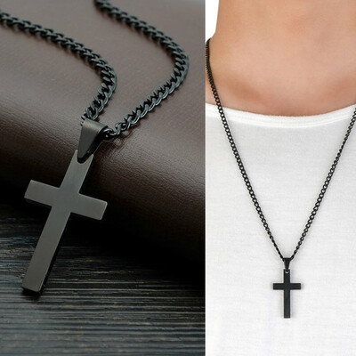 

Stainless Steel Cross Pendant Men Women Chain Necklace Religious Jewelry Gift