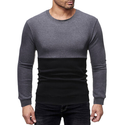 

Toponeto Men New Fashion Autumn Winter Long Sleeve Sweatshirt Patchwork Tops Blouse