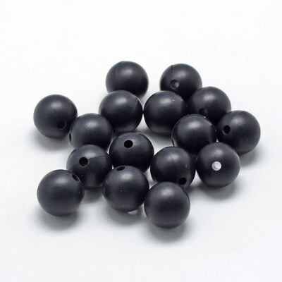 

Food Grade Environmental Silicone Beads Chewing Beads For Teethers DIY Nursing Necklaces Making Round Black 12mm Hole 2mm