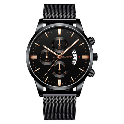 

Gobestart Mens Fashion Sport Stainless Steel Case Leather Band Quartz Analog Wrist Watch