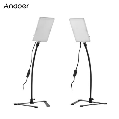 

Andoer LED Video Light Kit 2pcs 5500K Mono-color Tabletop Rectangular LED Video Light2pcs Flexible Hose with Light Base for Still