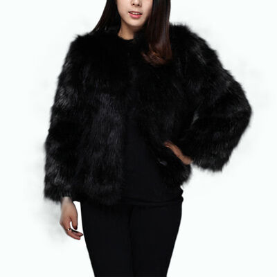 

Women Winter Coat Solid Elegant Three Quarter Sleeve Short Faux Fur Coat Fashion Thick Warm Fur Jacket Overcoat Outerwear
