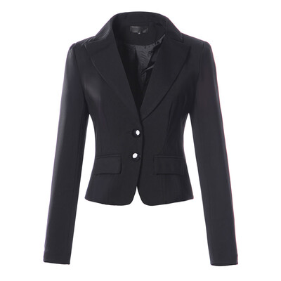 

Toponeto Womens Jacket Solid Color Two Button Pocket Slim Fit Small Suit Coat BKL