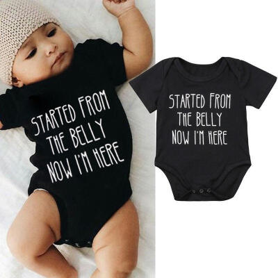 

Infant Kids Baby Boy Girl Black Short Sleeve Romper Bodysuit Sunsuit Outfits Clothes 0-18M