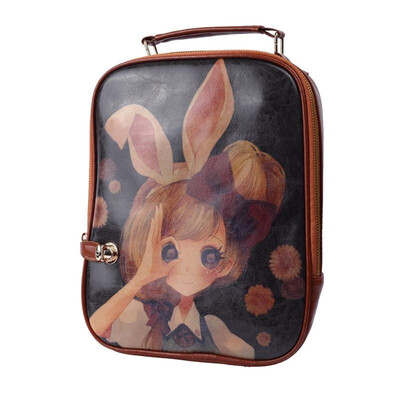 

Vintage Women Backpack PU Leather Colorful Print Student School Bag Handbag Red Big Ben