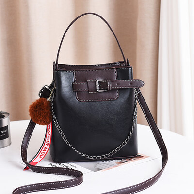 

Bucket bag womens fashion color belt buckle personality Korean single shoulder chain winter bag slung