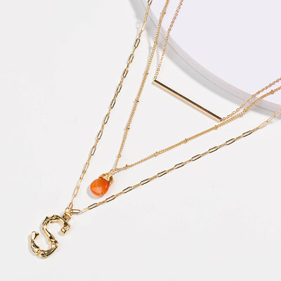 

26 letter alphabet Layer Shell Pendant Necklace pearl Stone Natural seashell Gold Women Best Friend Choker Summer Jewelry