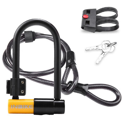 

Bike Lock with 115cm38ft Steel Cable Mounting Bracket Heavy Duty Bicycle U Lock Secure Lock