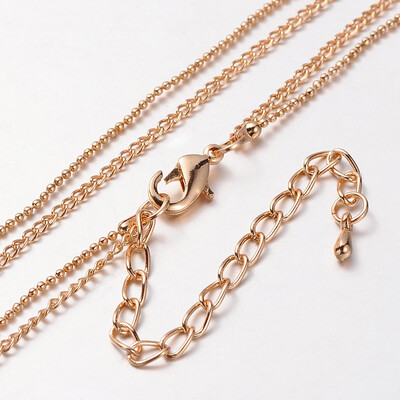 

Iron Chains Necklace Making Ball Chains&Twisted Chains with Alloy Lobster Claw Clasps&Iron End Chains Light Gold 295