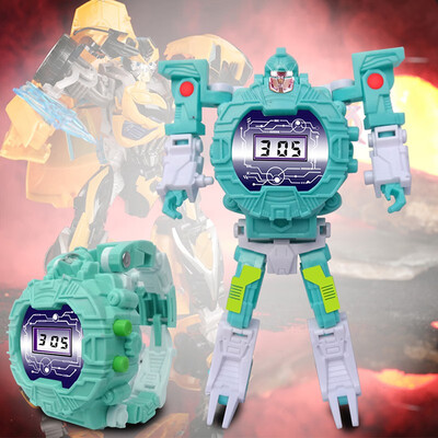 

2 in 1 Robot Transformation Wristwatch Toy Unique Electronic Robot Watch for Boy Children Sport