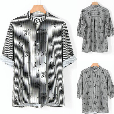

Tailored Men Summer Fashion Shirts Casual Striped Shirts Short-Sleeve Top Blouse