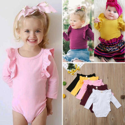 

US Newborn Baby Girl Long Sleeve Ruffle Romper Bodysuit Jumpsuit Outfits Clothes
