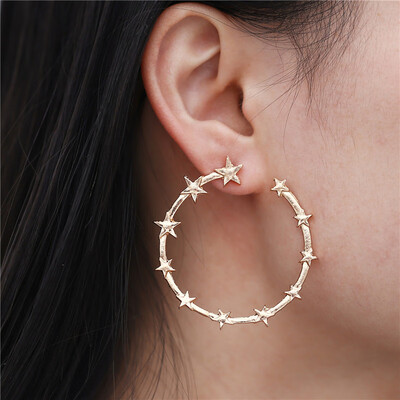 

2019 New Fashion Simple Gold Color Silver Geometric Big Round Earrings for Women Circle Drop Earrings Statement Brincos Jewelry