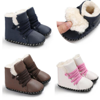 

Infants Kids Girls Boys Black Waterproof Winter Lace-Up Snow Boots 0-18 Month