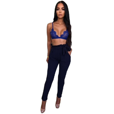 

Women OL High Waist Harem Pants Summer Solid Color Pockets Causal Tights Trousers