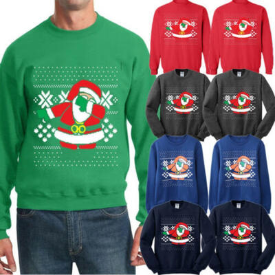 

Unisex Men Women Santa Mens Crewneck Sweatshirt Ugly Christmas Sweater New CA
