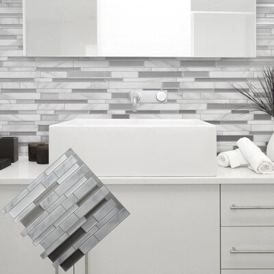 

1X 3D Mosaic Tile Wall Stickers Self Adhesive Decal Home Kitchen Bathroom Decor