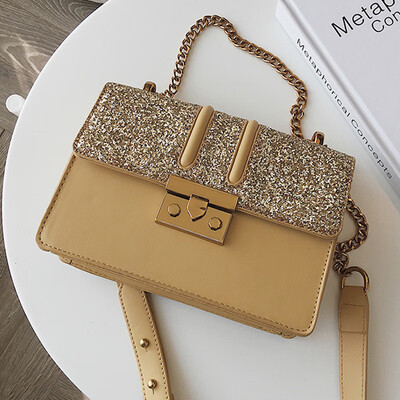 

Beibao bag on the new Internet celebrity woman 2019 spring&summer new Chaohan version of 100 lap slanting sequins chain fashio