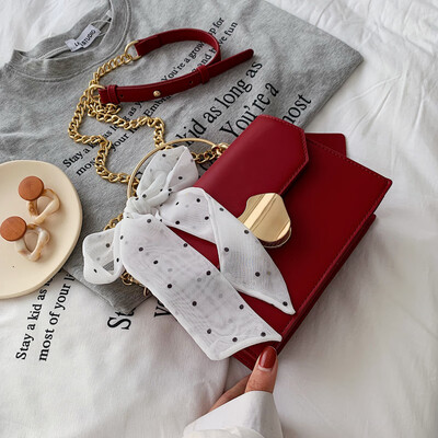 

Ins textured scarves portable womens bag 2019 new bag Korean version of Joker chain bag shoulder Messenger bag tide