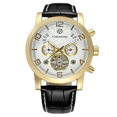 

Forsining Fashion Mens Watches Leather Band Noctilucent Mechanical Movement Waterproof Sports Business Analog Dial Wrist Watch fo